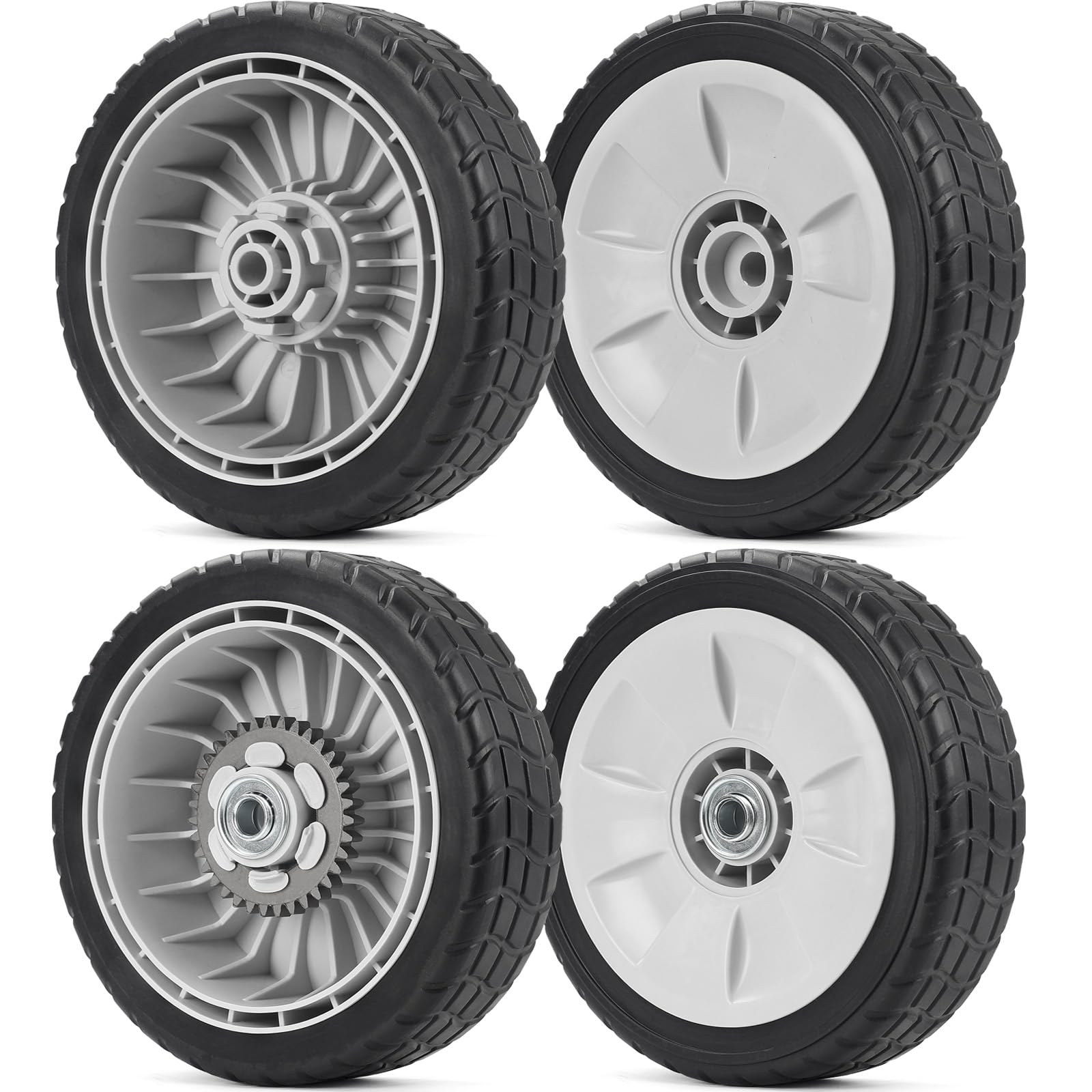 GICOOL HRR216 front wheel 8in for smoother turning on uneven lawns.