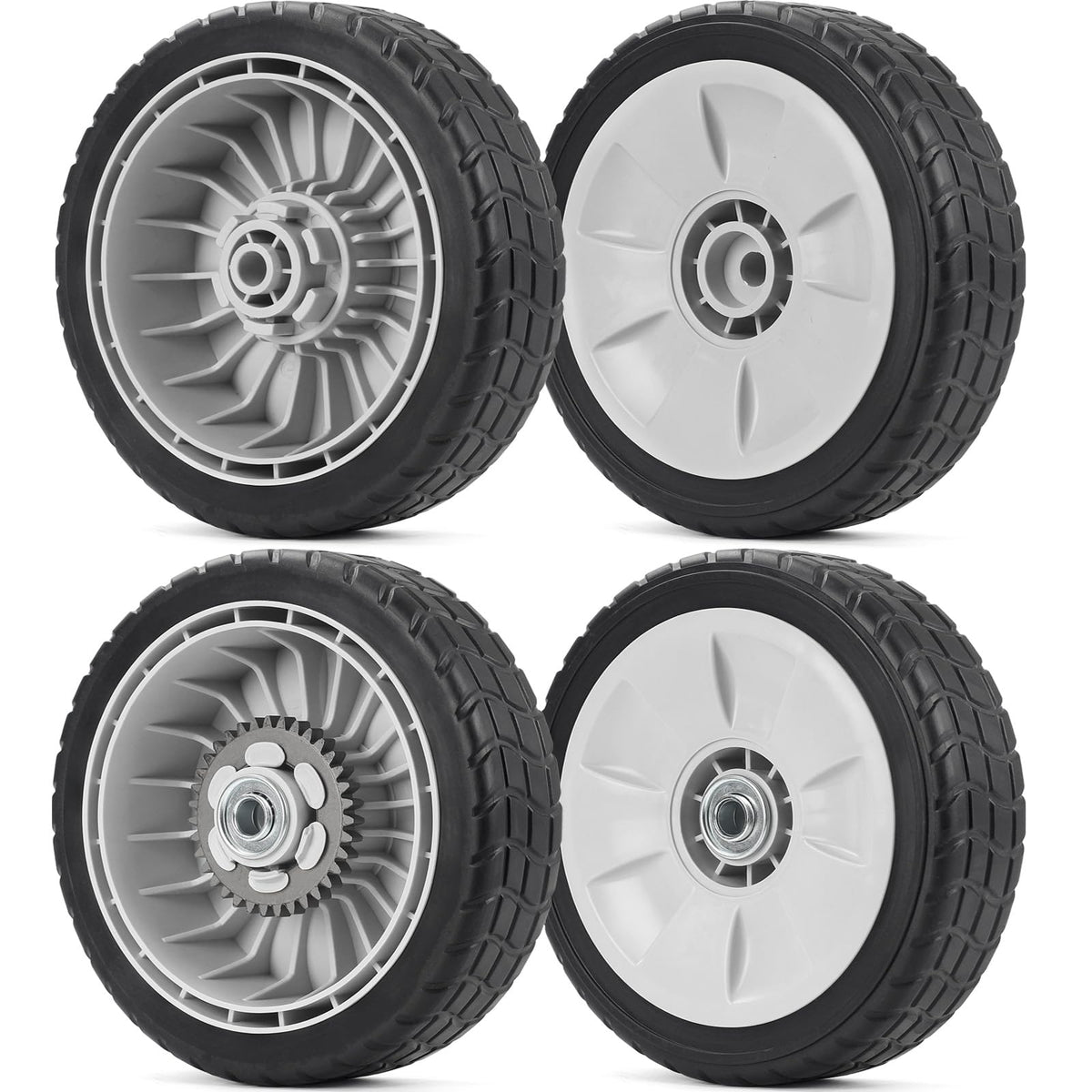 GICOOL HRR216 front wheel 8in for smoother turning on uneven lawns.