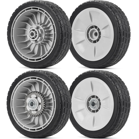 GICOOL HRR216 front wheel 8in for smoother turning on uneven lawns.
