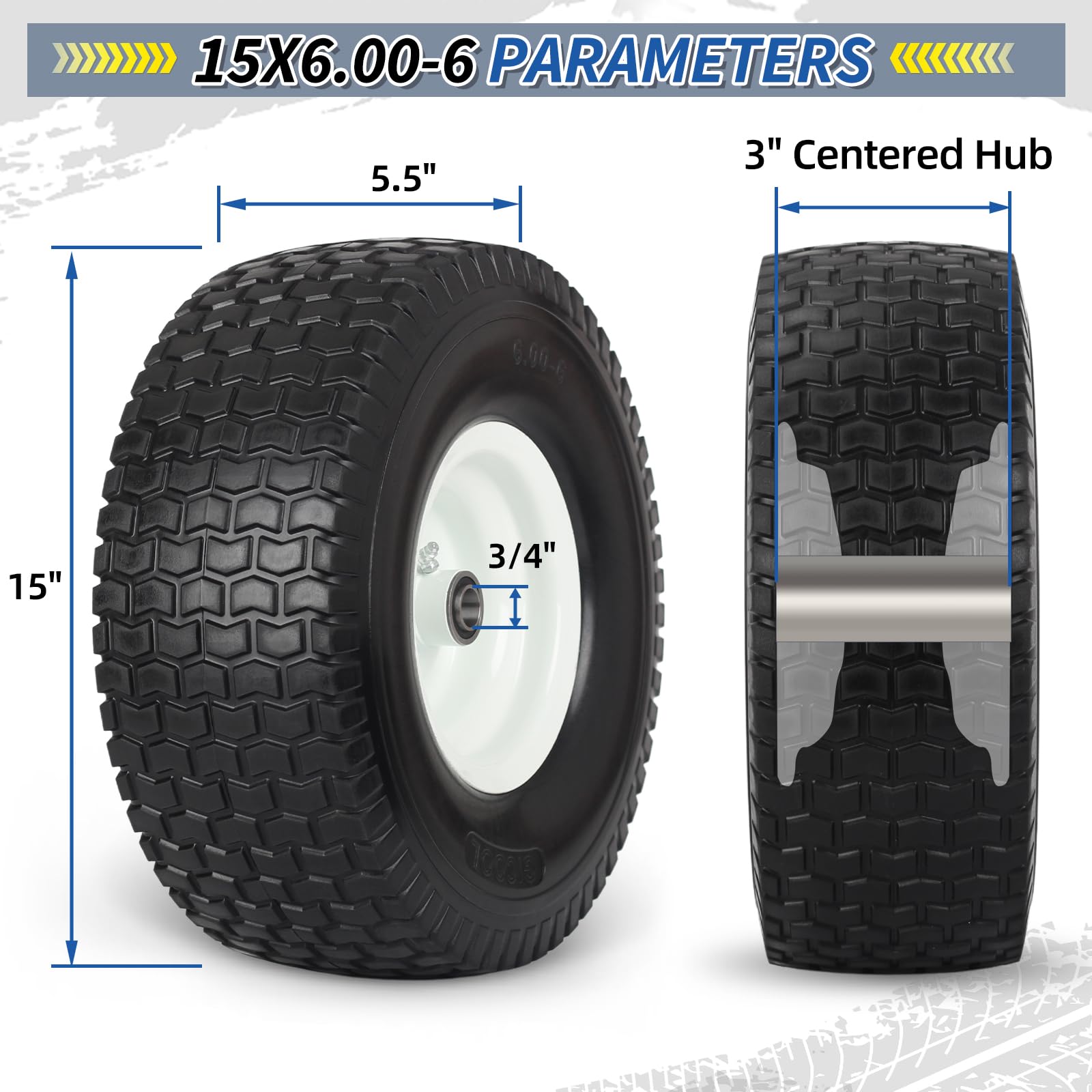 GICOOL reinforced hub and bearings wheel construction for reliable mowing performance