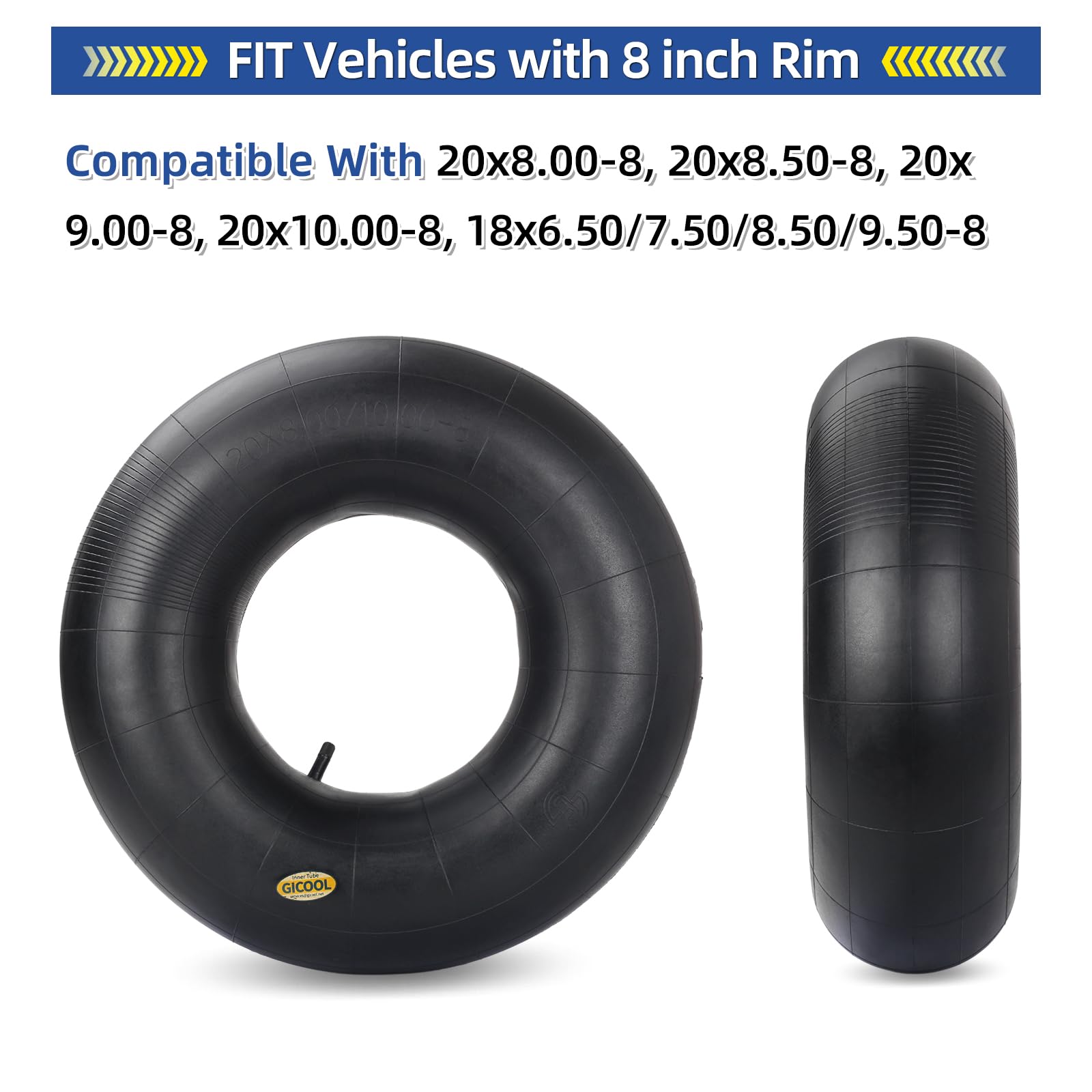 GICOOL inner tube side view highlighting TR-13 valve stem for reliable inflation