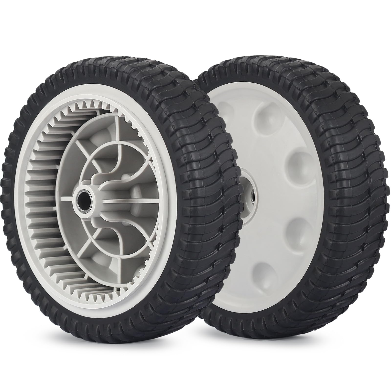 GICOOL 8-inch lawn mower front drive wheel enhances stability and smooth mowing.