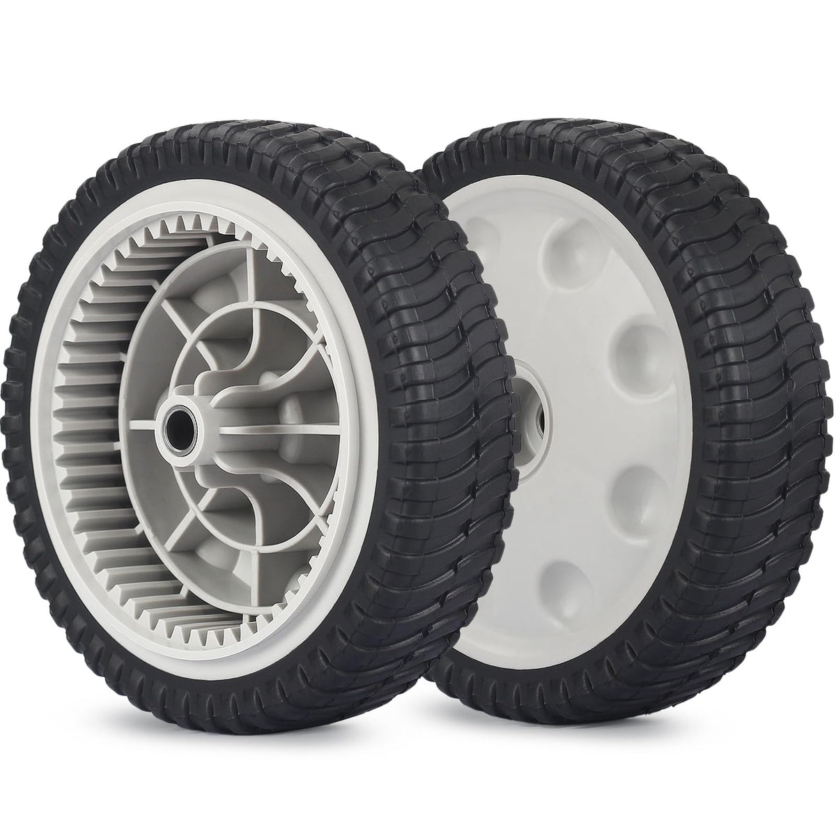 GICOOL 8-inch lawn mower front drive wheel enhances stability and smooth mowing.