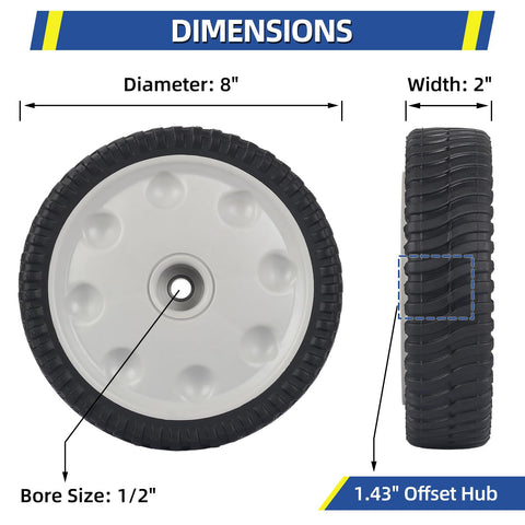 GICOOL front wheel for MTD and Troy-Bilt, compatible with 734-04018 series.