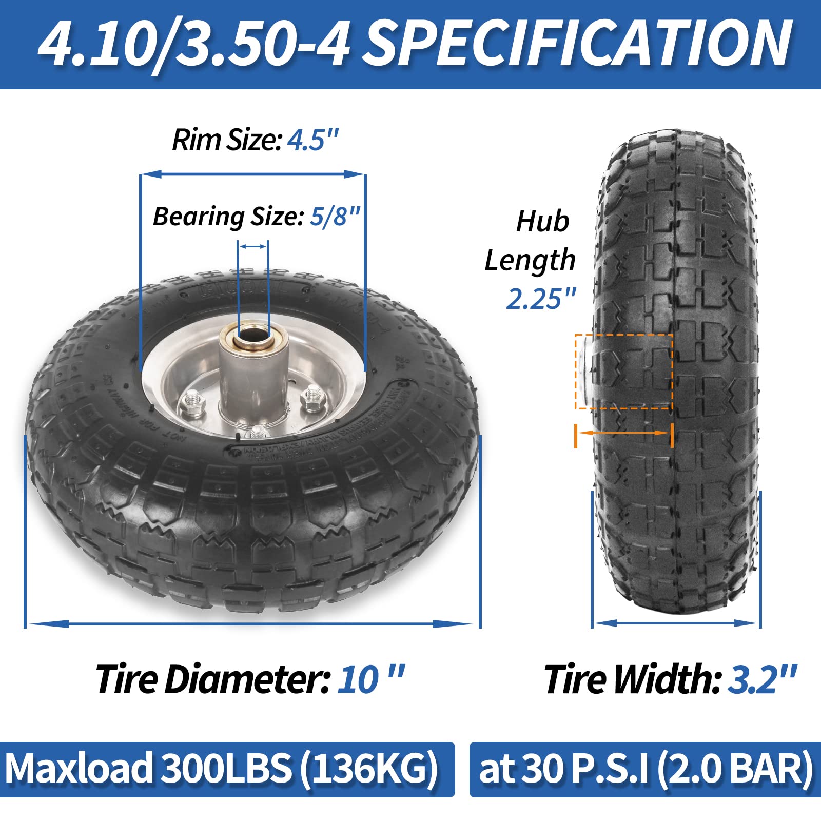 GICOOL offset hub 2.25inch improves stability on hand trucks.