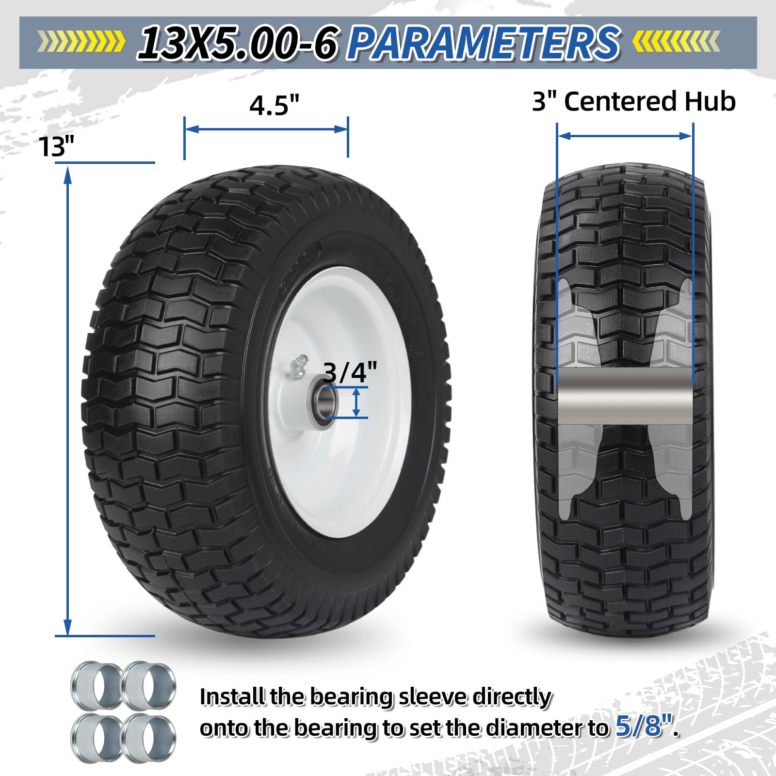 GICOOL PU foam tire close-up highlighting puncture-proof core