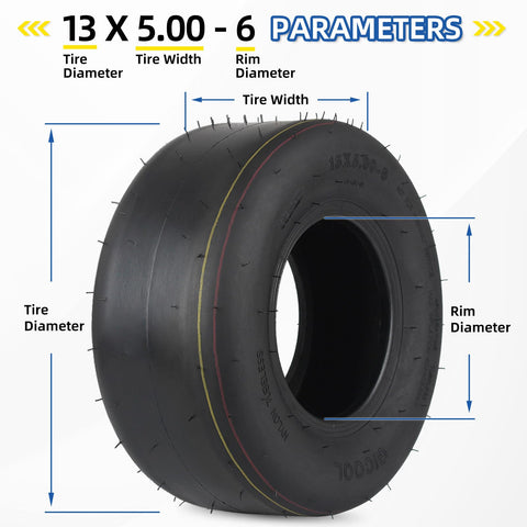 GICOOL illustration shows rim compatibility for riding mowers.