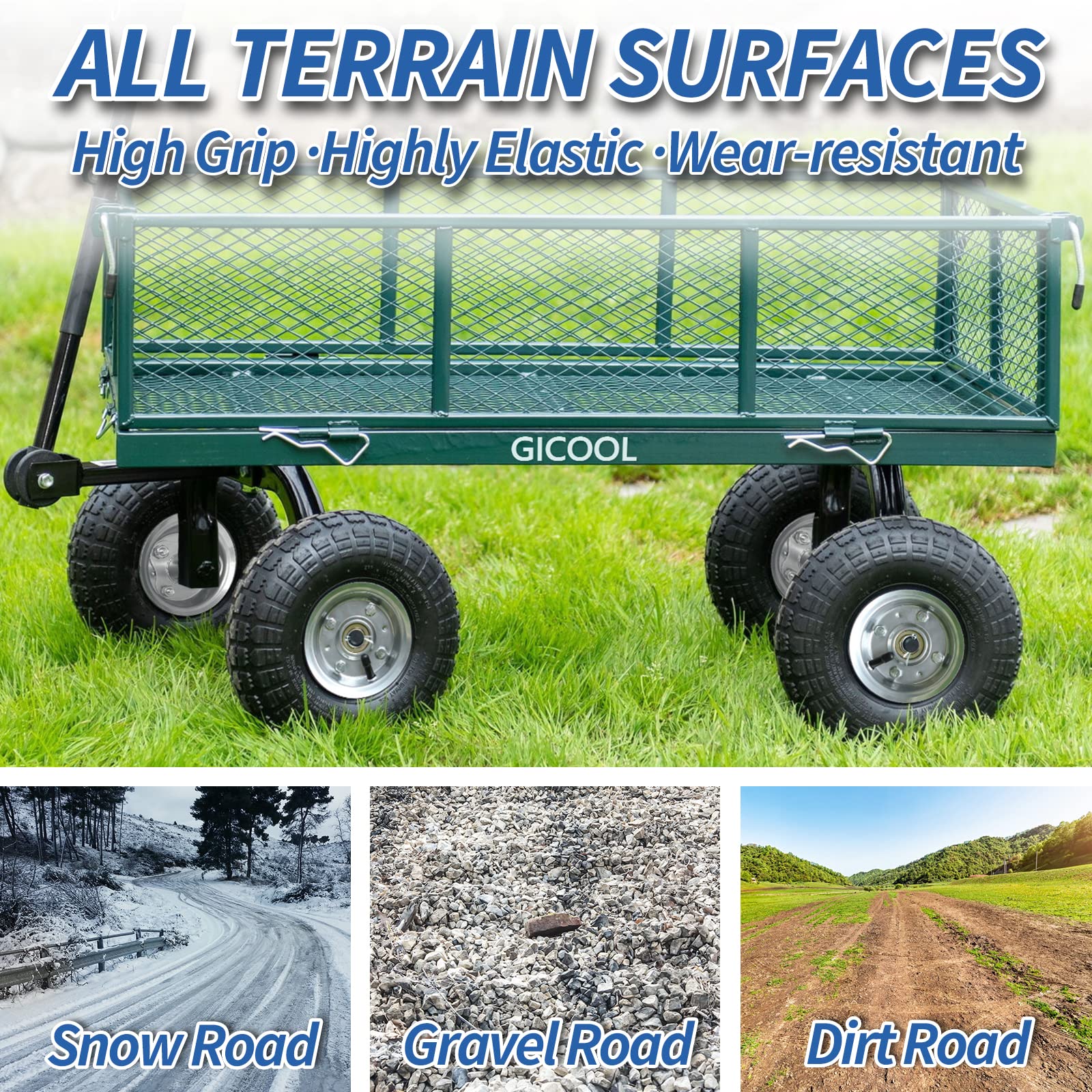 GICOOL sealed bearings ensure smooth rotation across terrains.