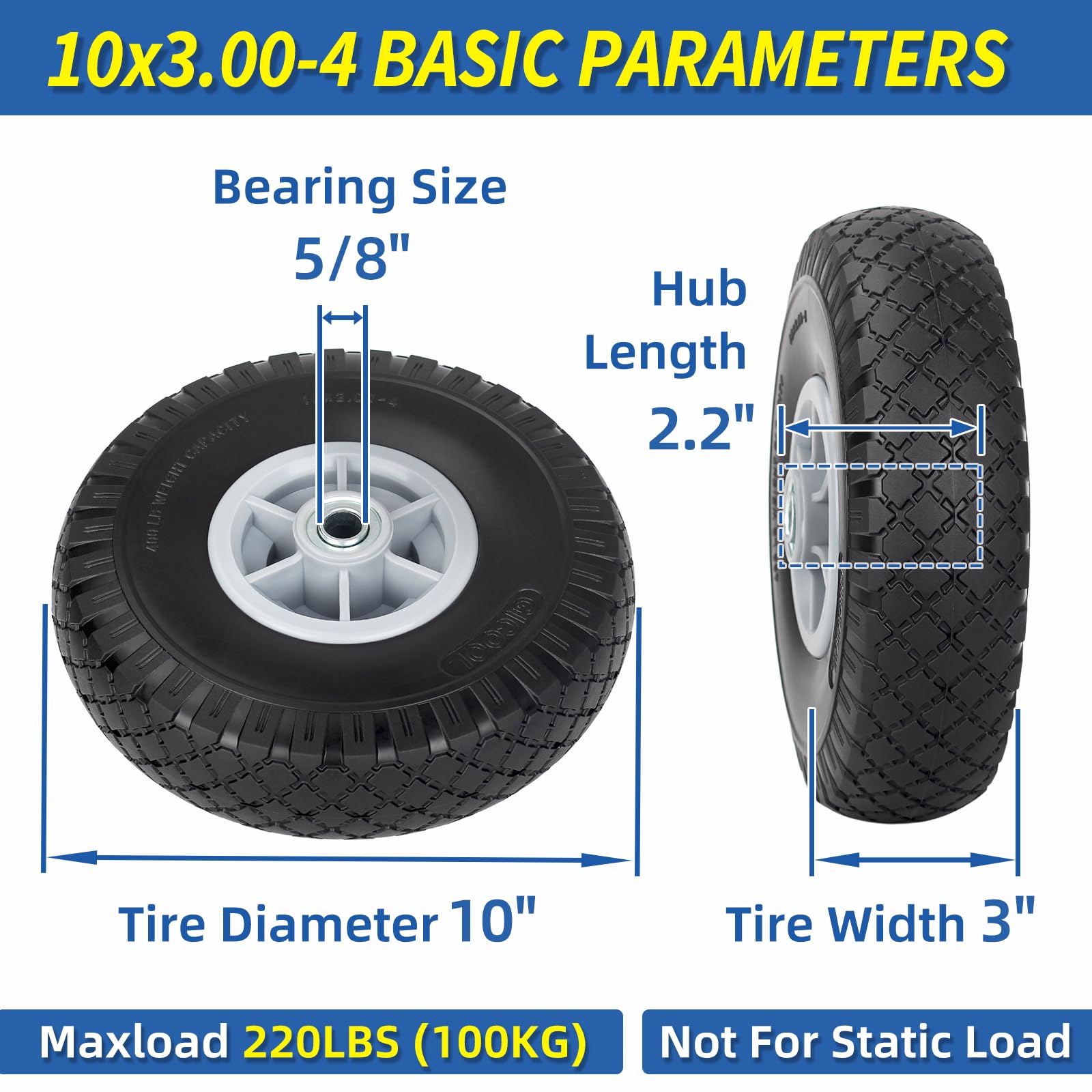 GICOOL solid foam tire core provides puncture-proof performance for garden carts.