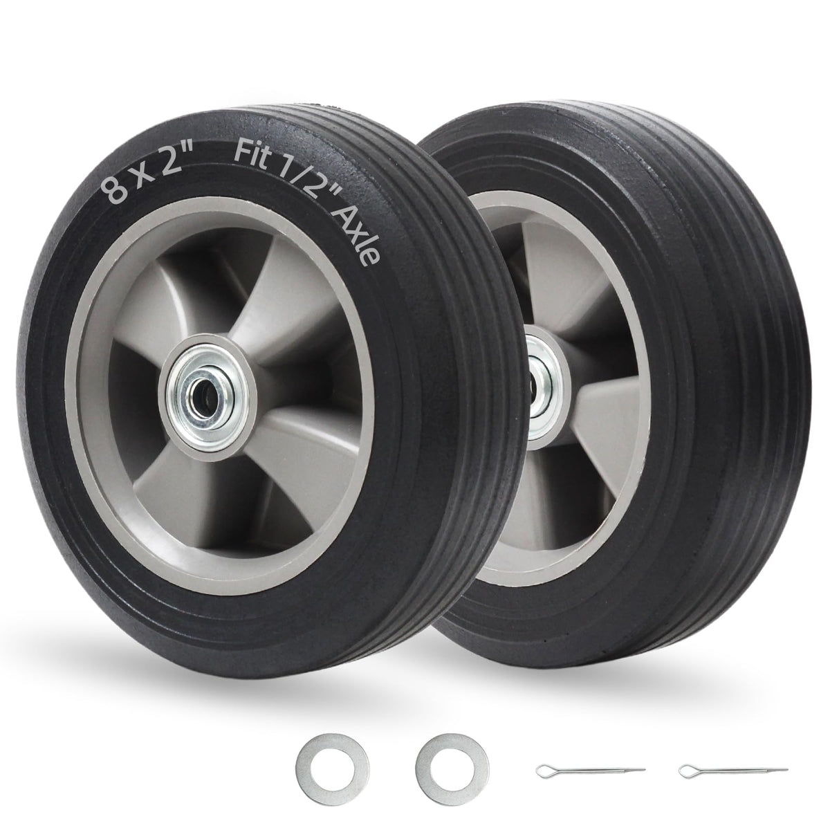 GICOOL solid rubber tire 8x2 side view for durable, puncture-free hand trucks.