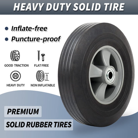 GICOOL solid rubber tire closeup highlighting durability and puncture-proof design.