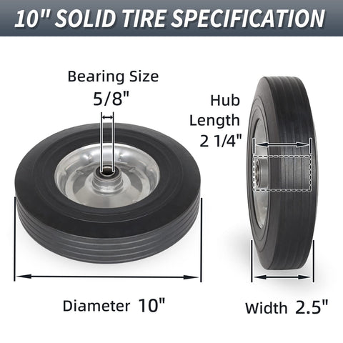 GICool solid rubber wheel with a 2-1/4 inch hub for durable, heavy-duty use.