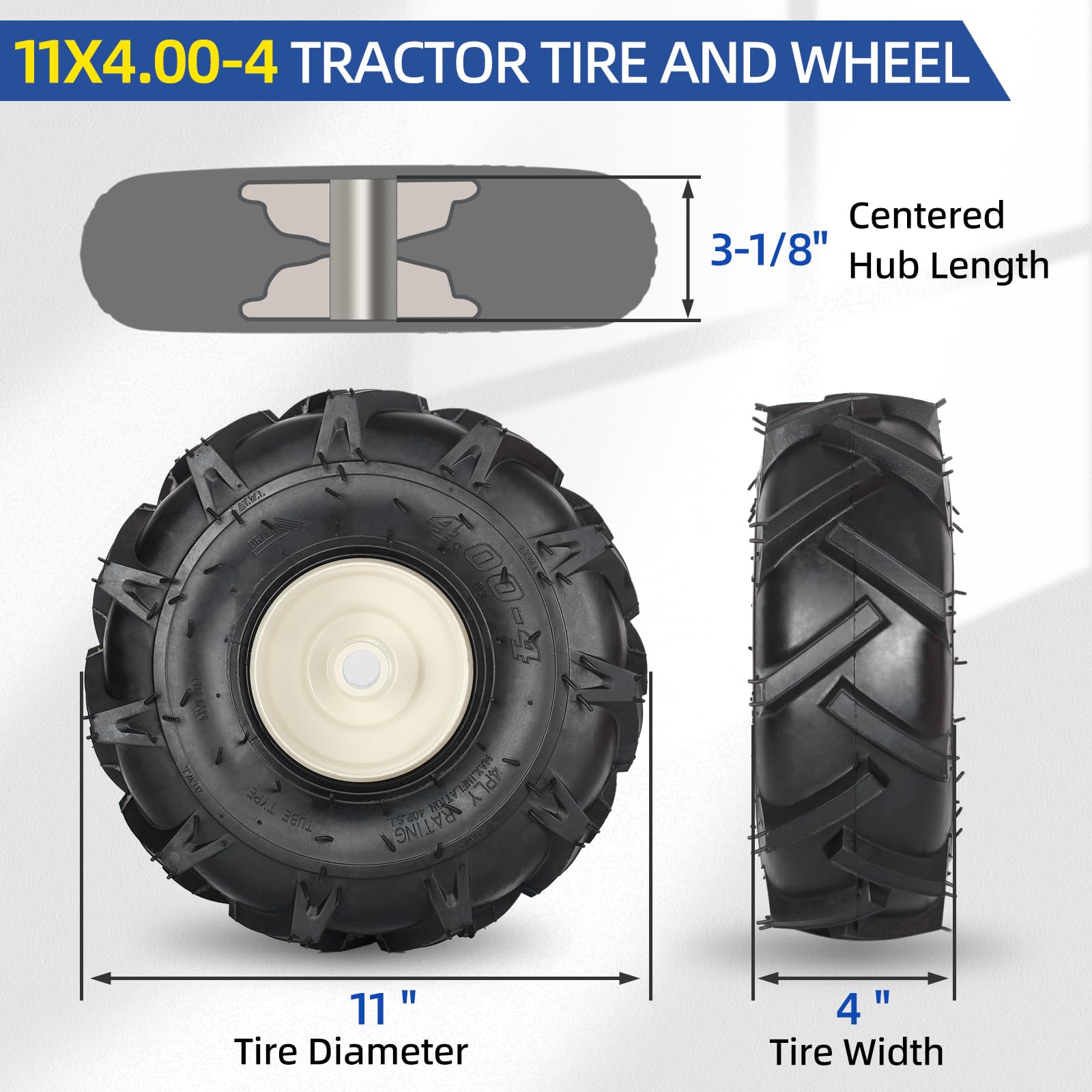 GICOOL tiller tire right wheel showing mounting interface