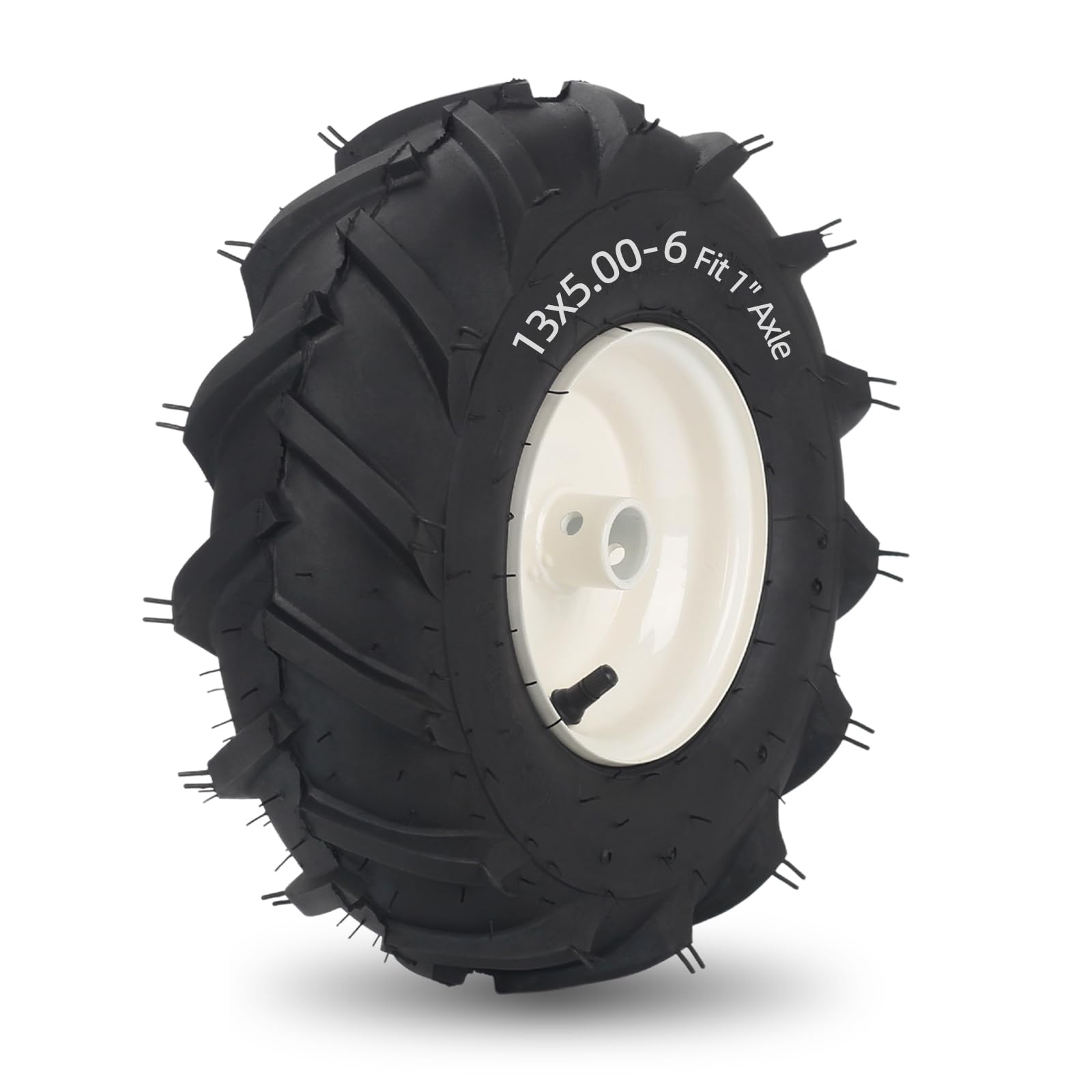 GICOOL 13x5-6 tiller tire side view with rugged lug tread for traction.