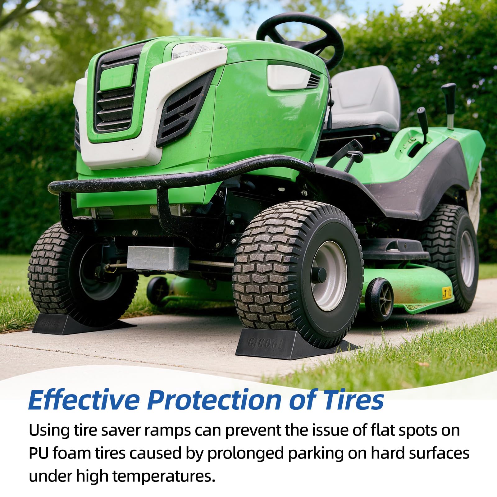 GICOOL tire saver ramp helps prevent flat spots after long parking on heat.