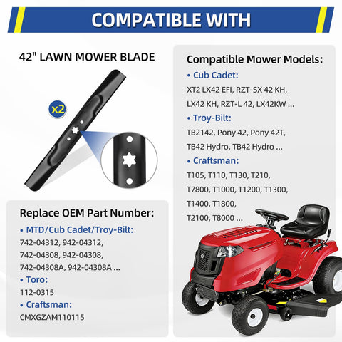 GICOOL blade for Troy-Bilt Bronco Pony Mustang 42-inch deck enhances cut and collection.