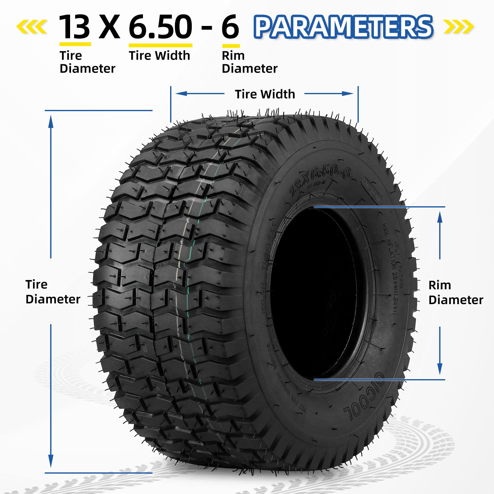 GICOOL two-pack tires included, ready for installation.
