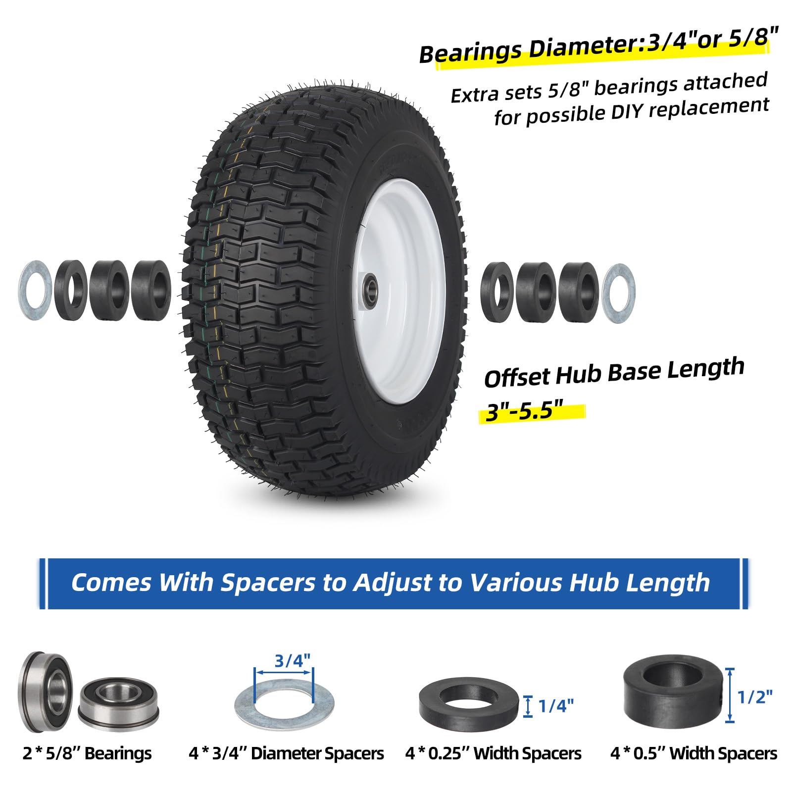 GICOOL 2-pack tubeless tires ready for lawn replacement.