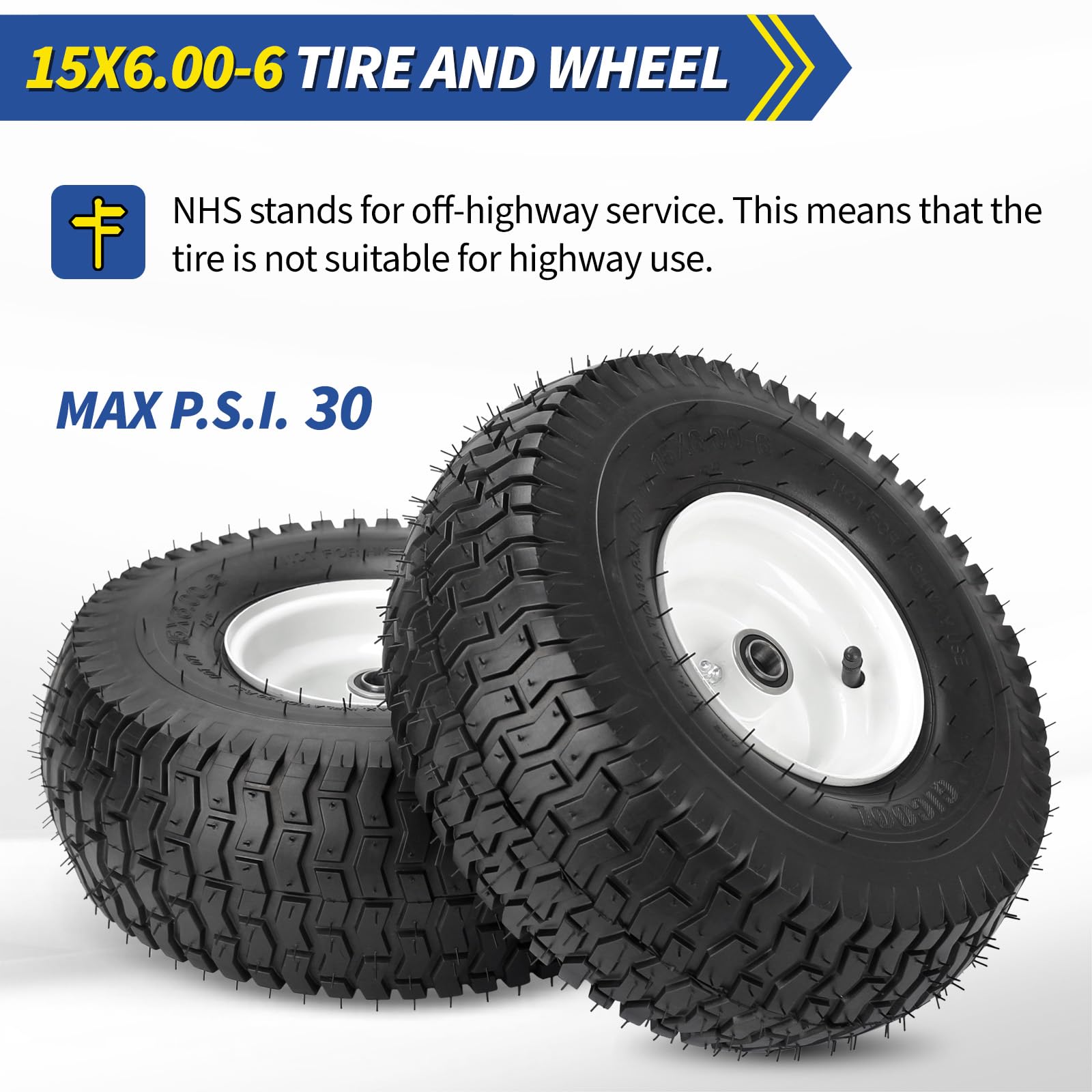 GICOOL two-tire pack mounted on a riding mower illustration.