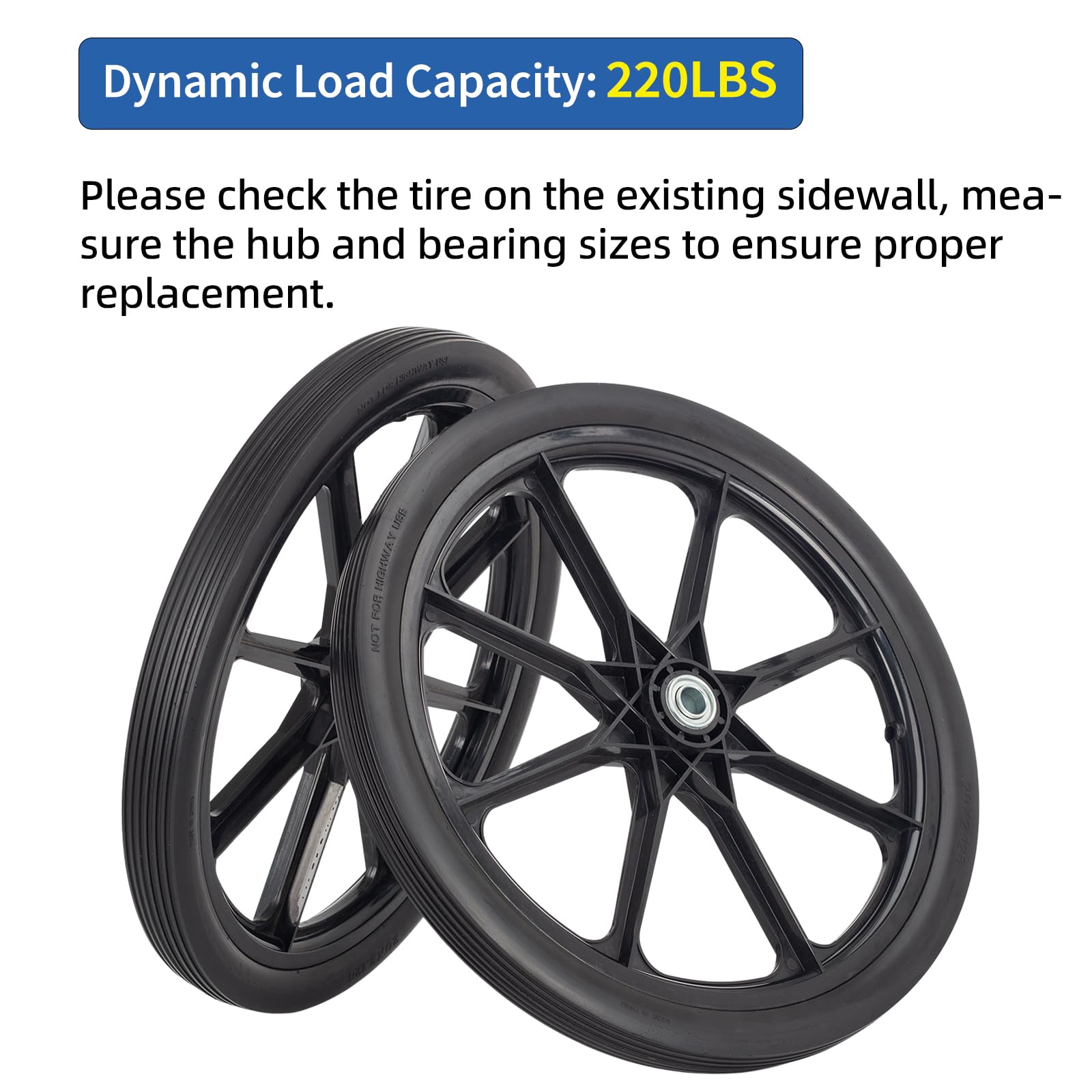 GICOOL universal-fit tire suitable for Rubbermaid wheelbarrows and garden carts.