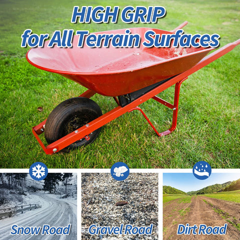 Welded rim on GICOOL wheelbarrow tire supports heavy loads