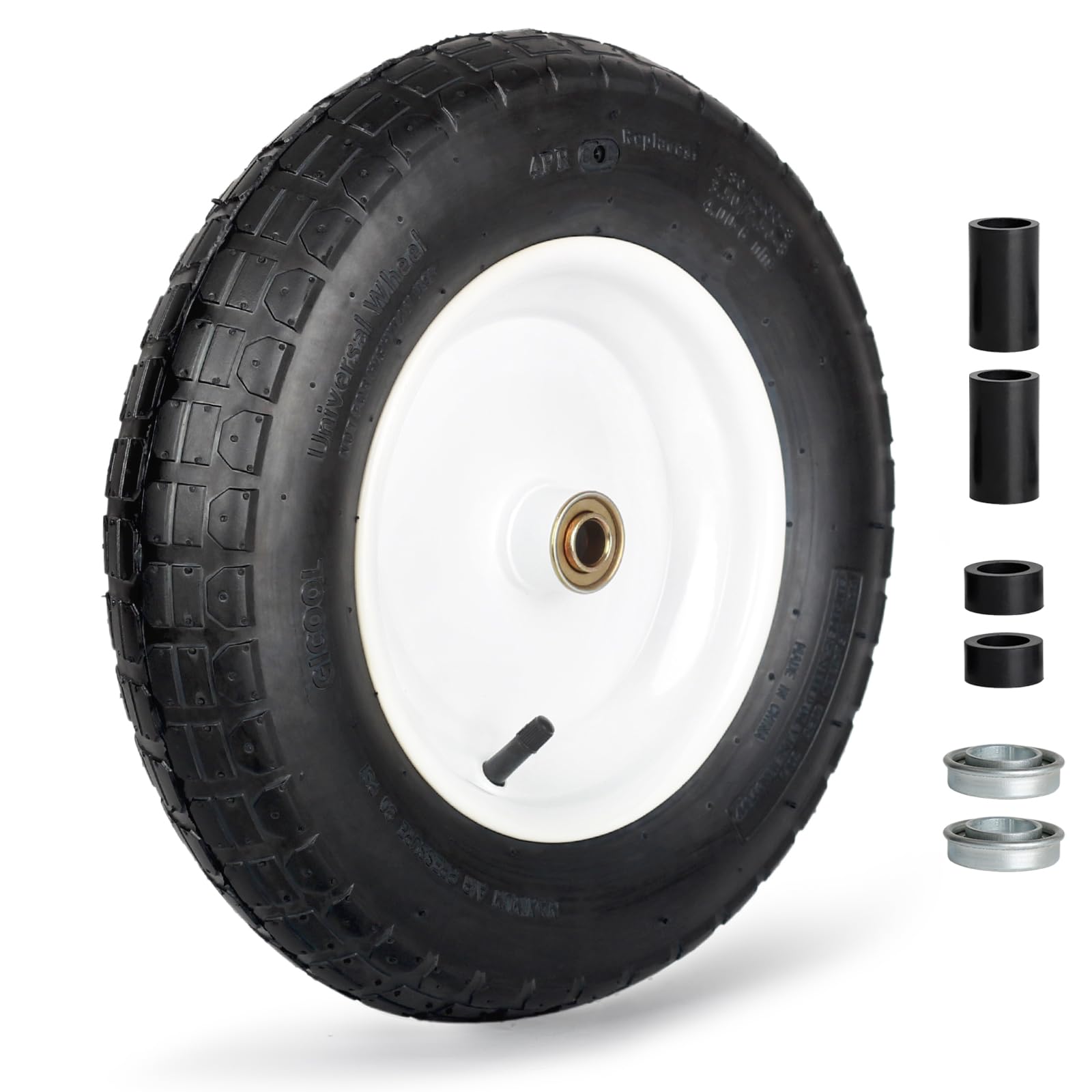 GICOOL 14-inch wheelbarrow tire side view showing durable pneumatic construction for rugged outdoor use