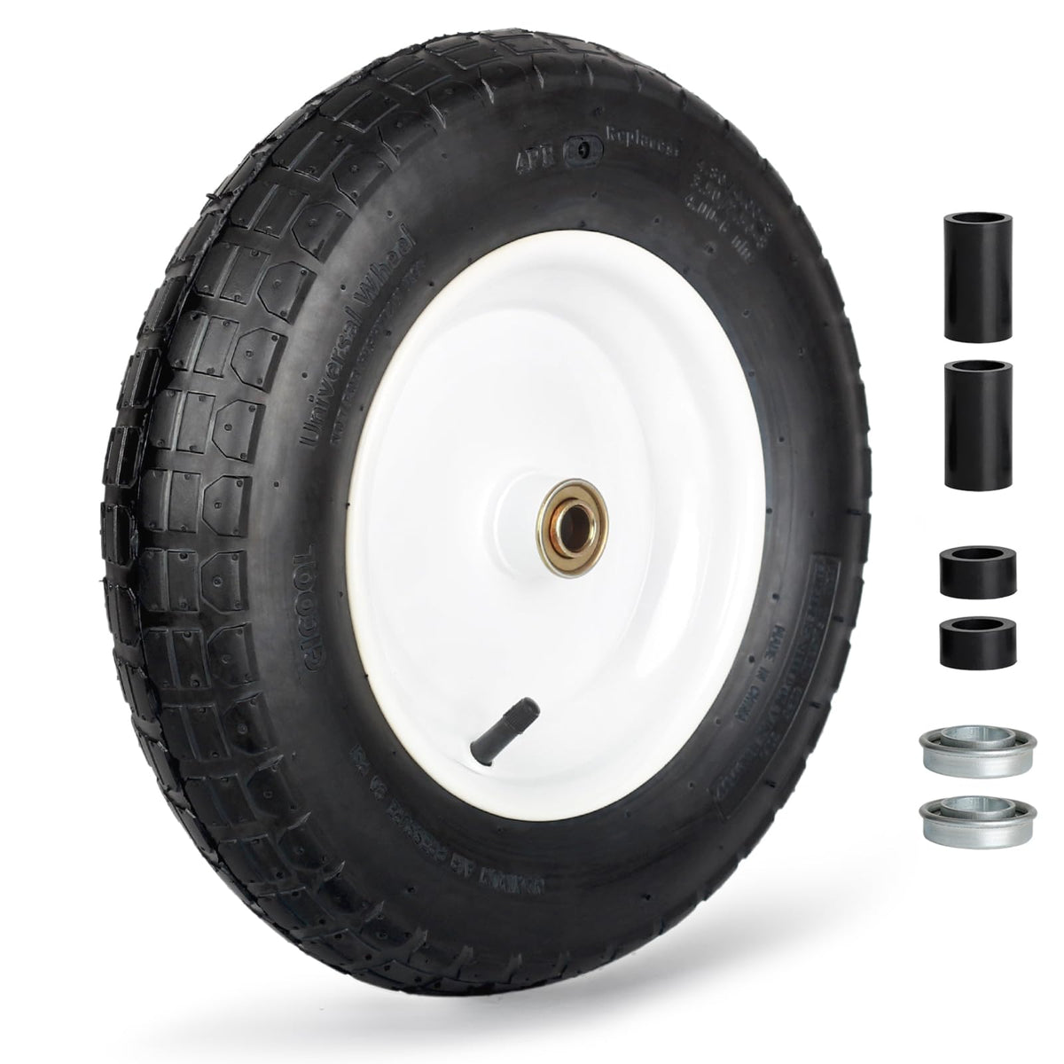 GICOOL 14-inch wheelbarrow tire side view showing durable pneumatic construction for rugged outdoor use