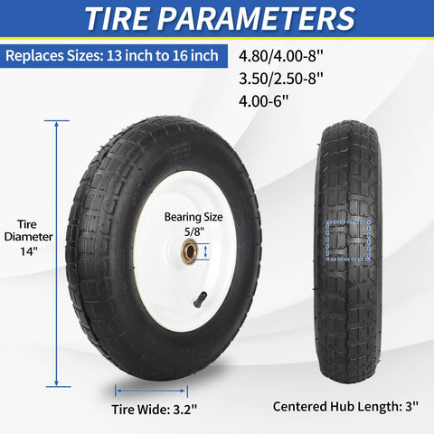 GICOOL wheelbarrow tire tread close-up highlighting grip and slip resistance on uneven terrain