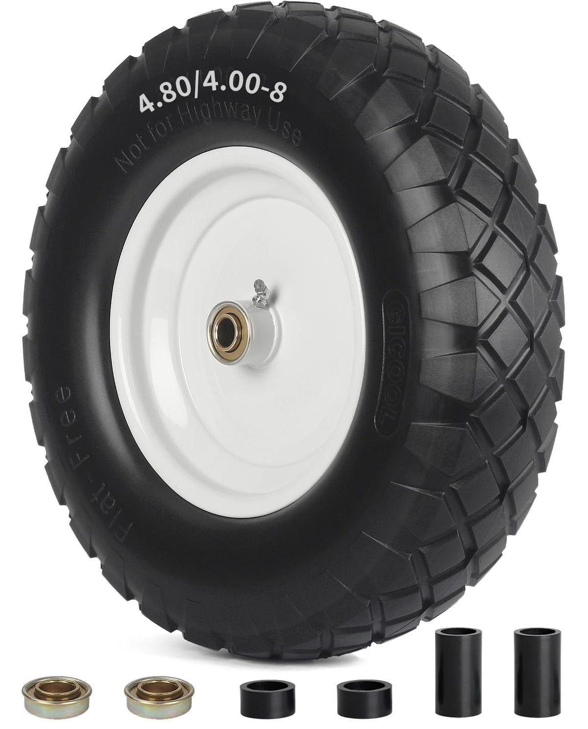GICool wheelbarrow tire 16in flat-free for smooth, maintenance-free yard tasks.