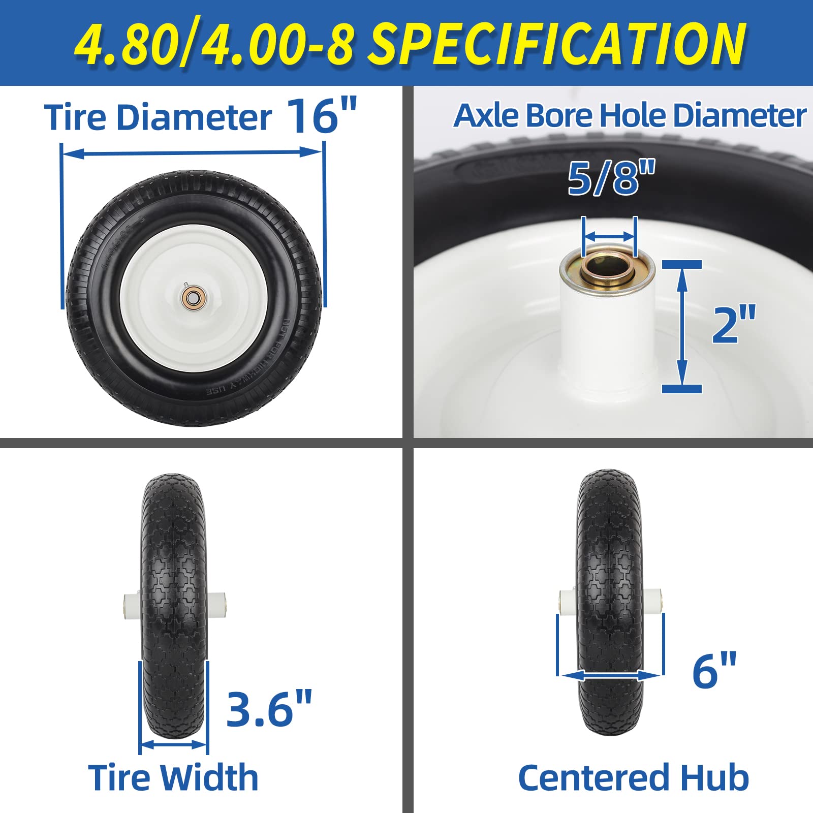 GICOOL wheelbarrow tire with universal fit for easy replacement