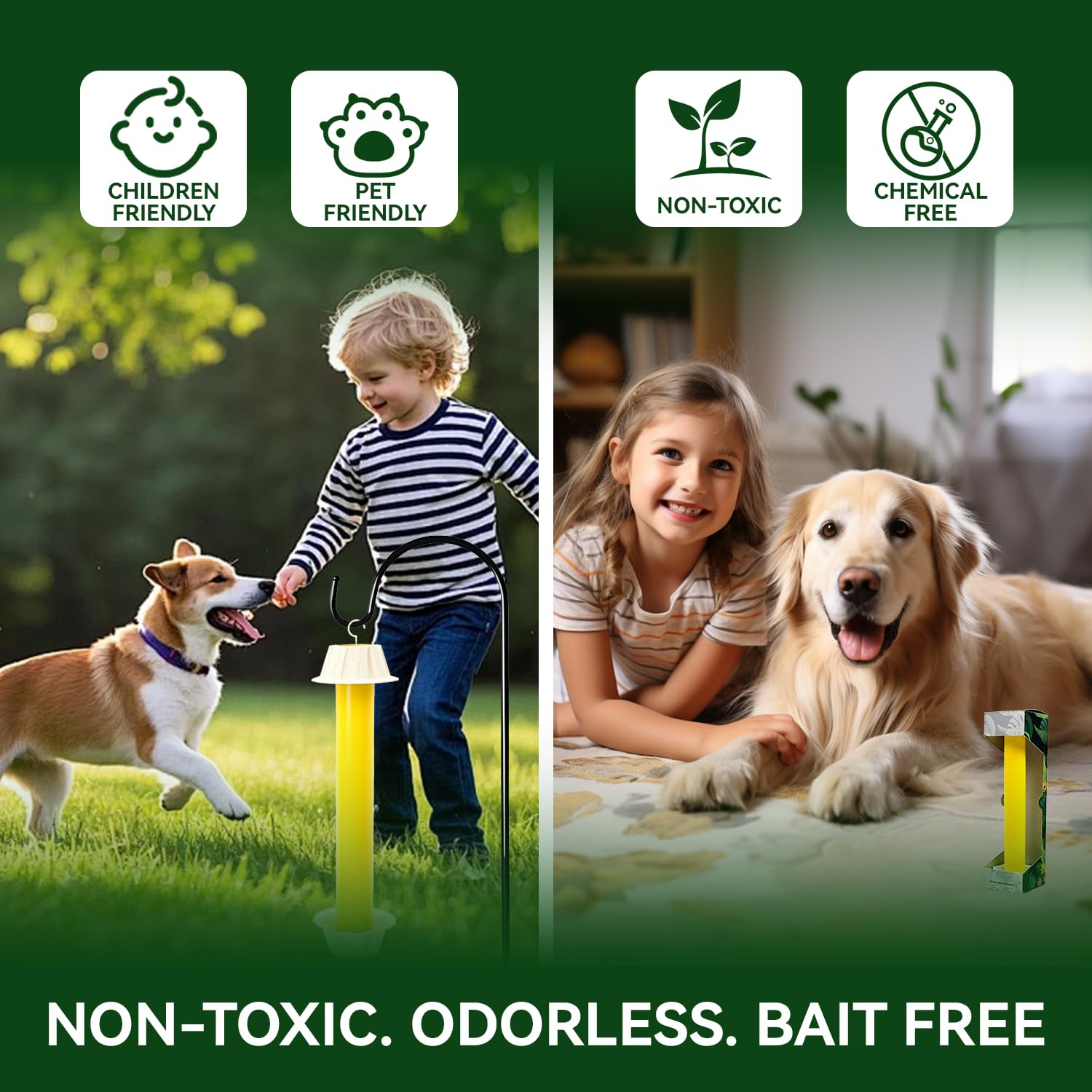 Gideal 2-pack yellow traps offer long-lasting pest control.