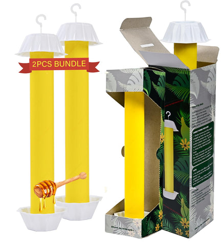 Gideal outdoor fly trap shown on fence post for yard protection.