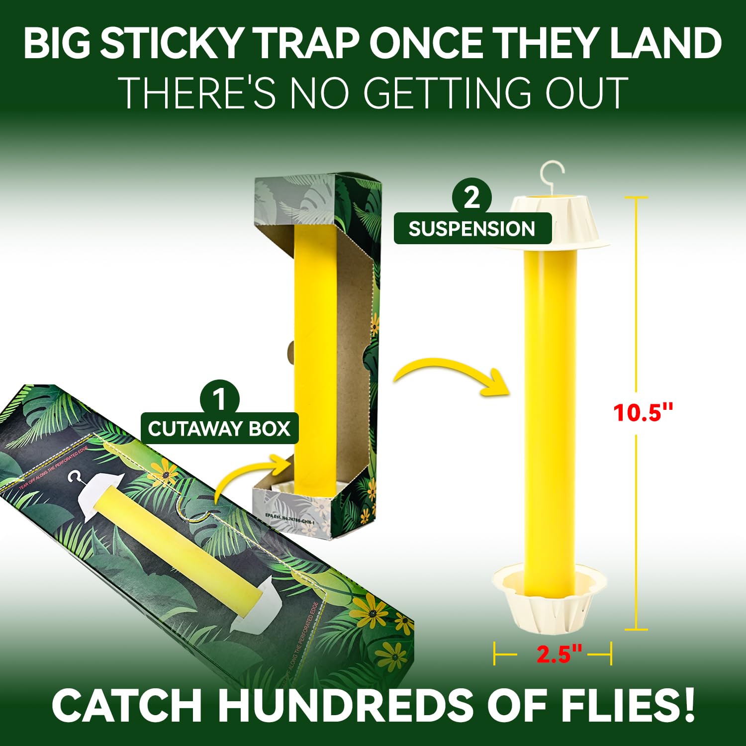 Gideal yellow sticky trap side view shows durable adhesive and coverage.