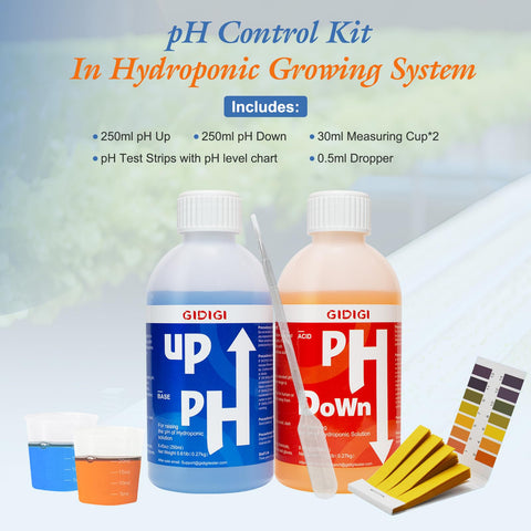 GIDIGI pH test strips and color chart for quick monitoring.