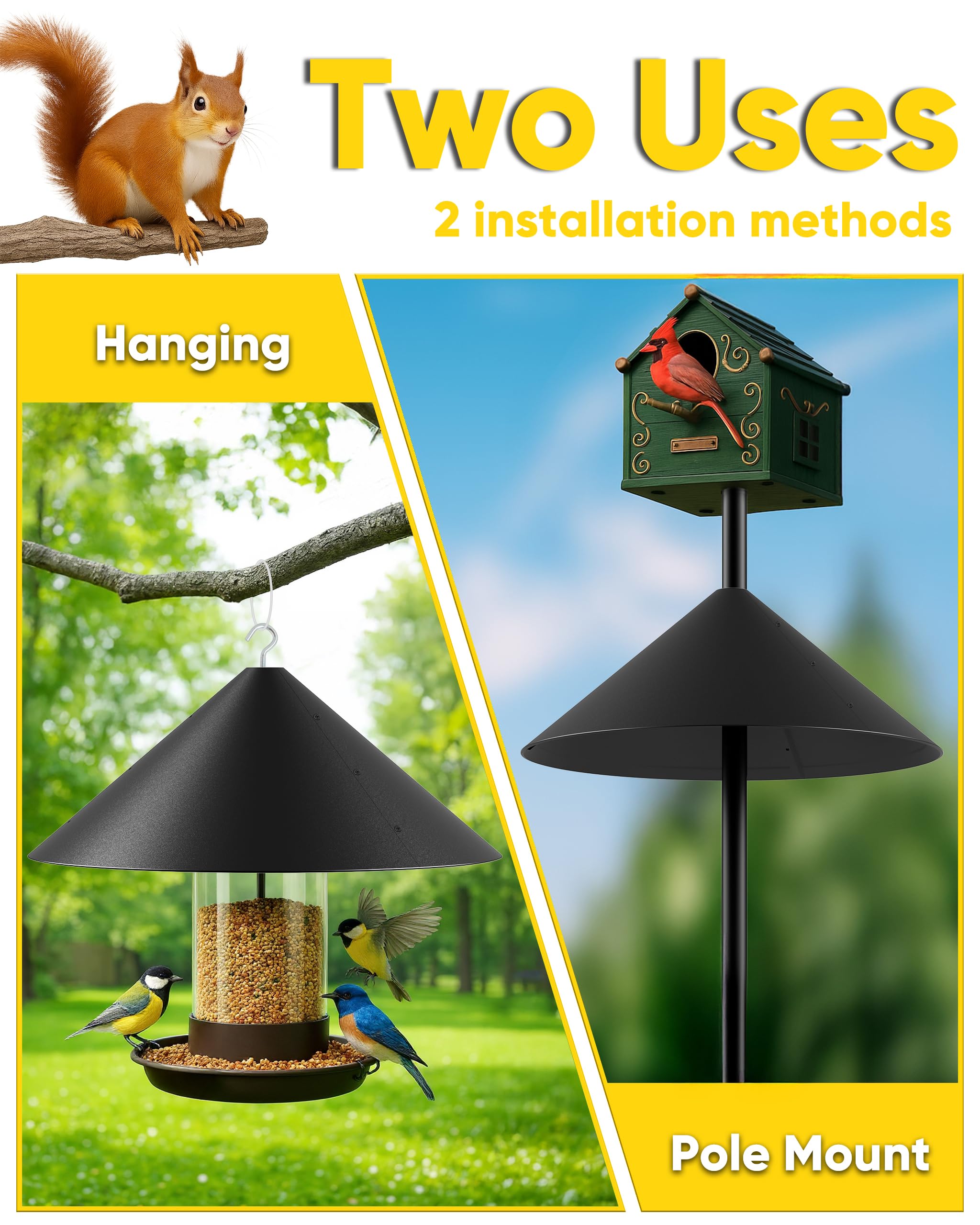 GIEERE baffle attached for hanging feeder setup, smooth and secure.
