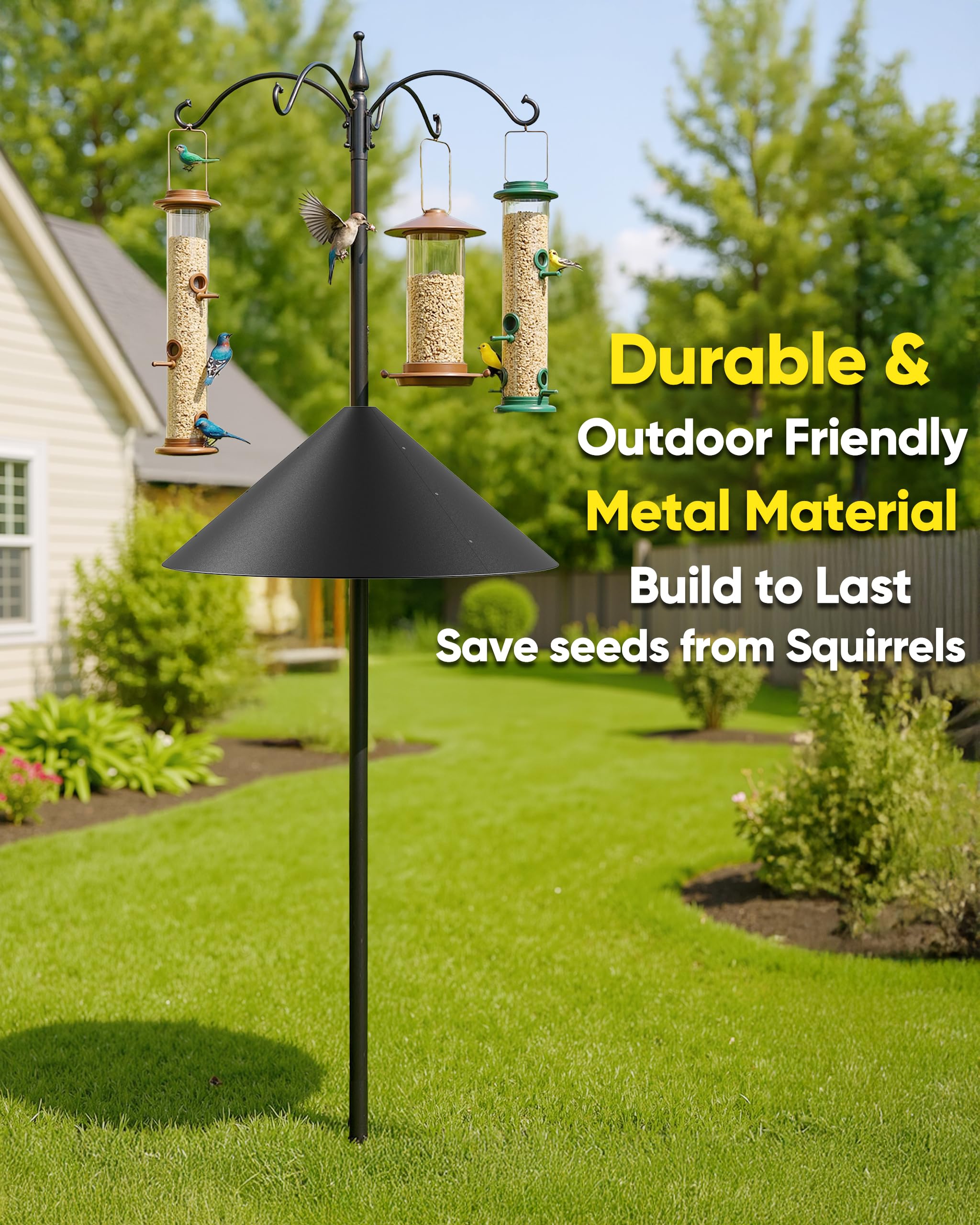 GIEERE heavy-duty design deters squirrels while birds access seeds.