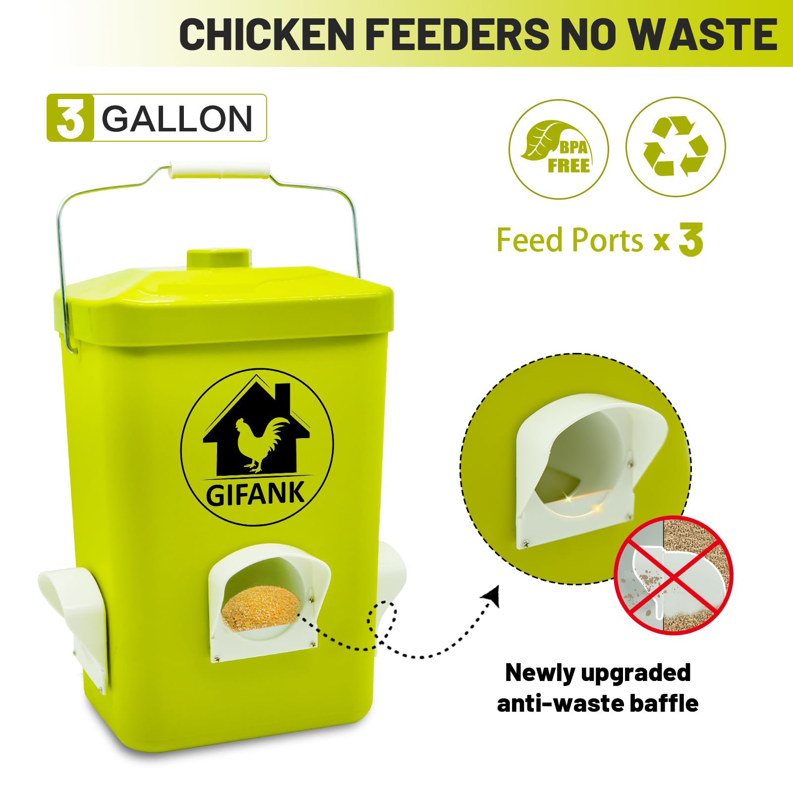 GIFANK 22-pound feeder bucket in use for steady feeding.
