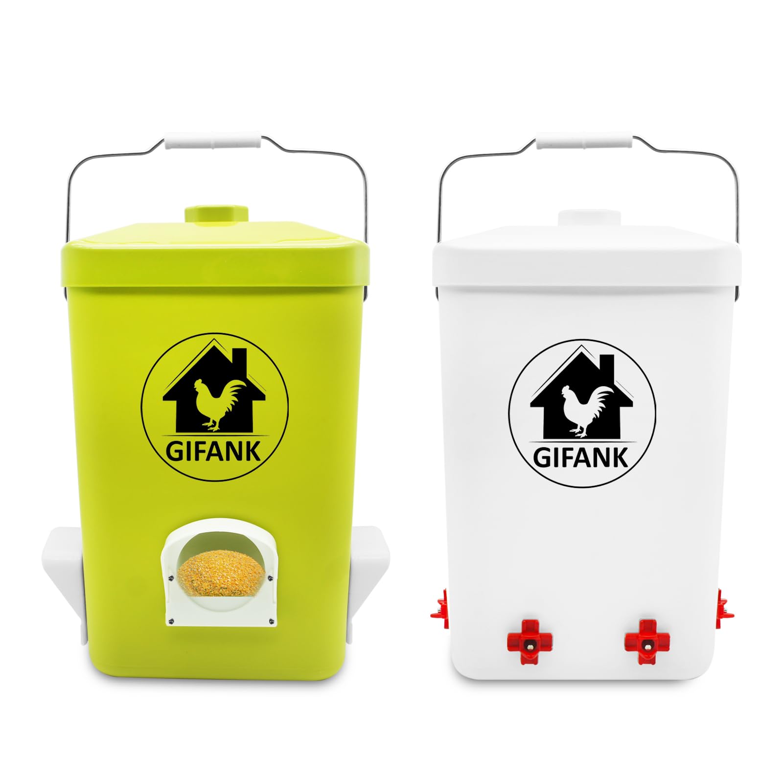 GIFANK chicken feeder-waterer set assembly for a tidy coop.
