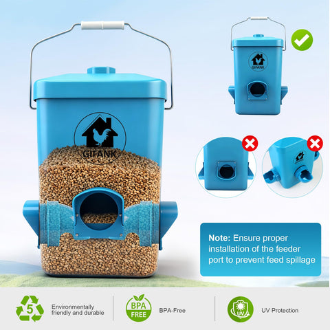 GIFANK easy-install chicken feeder with versatile mounting options.