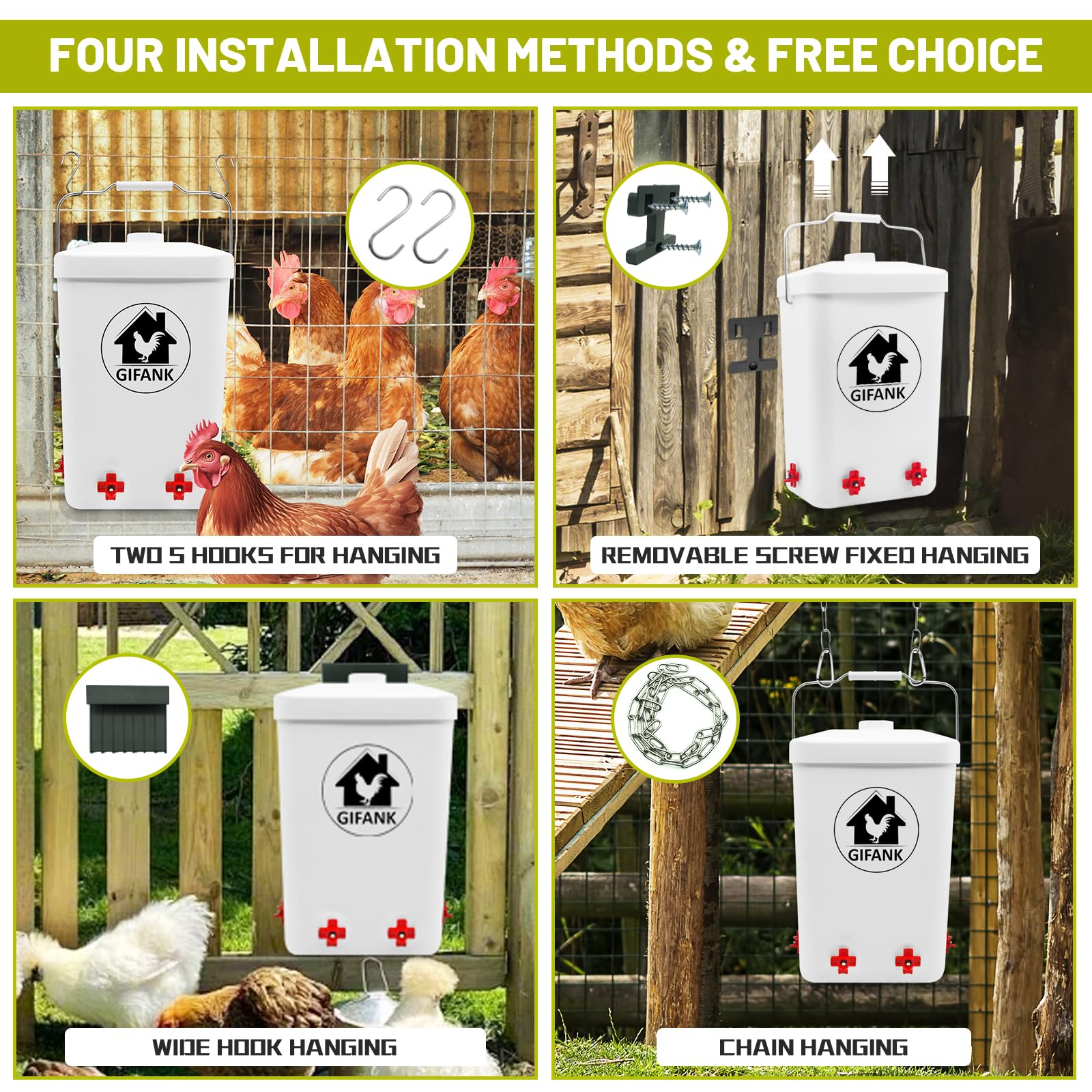 GIFANK rainproof top keeps feed dry during rain.