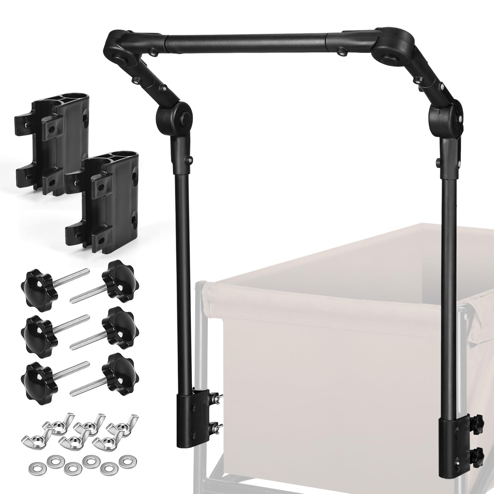 Gifeerory universal folding wagon handle attached to a wagon for easier hauling.