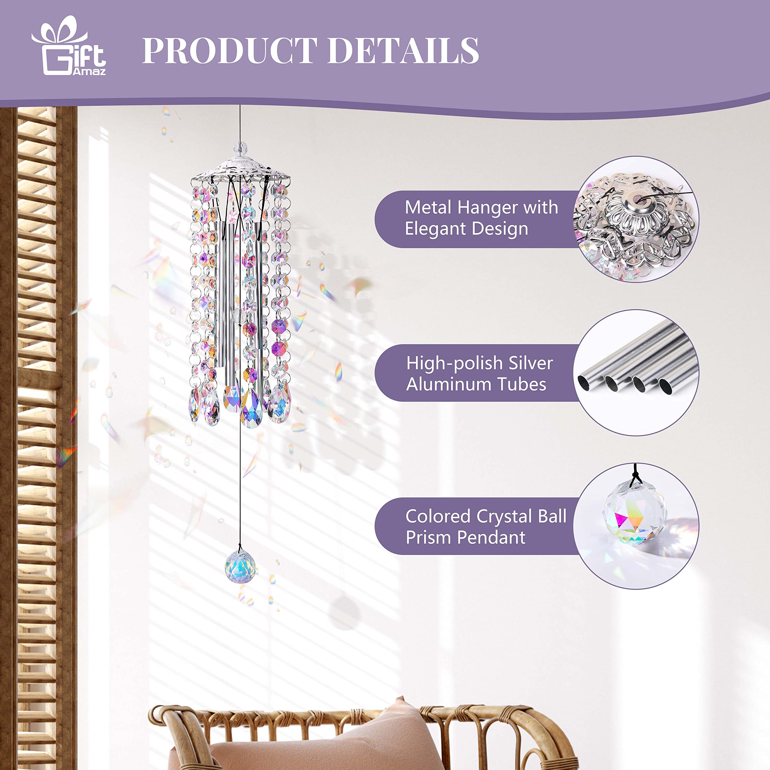 GiftAmaz rainbow prism lighting enhances indoor ambiance