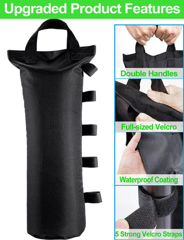 Giftape canopy weight bag size 9.3 by 18.9 inches.