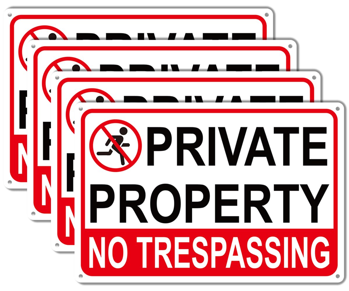 Giftape no trespassing sign 8x12 aluminum for front yard visibility and deterrence.