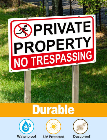 Giftape outdoor property sign 8x12 aluminum engineered to endure weather.