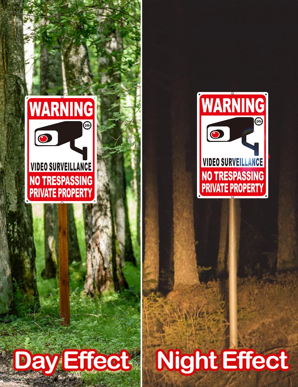 Giftape private property sign with pre-drilled holes for quick mounting.