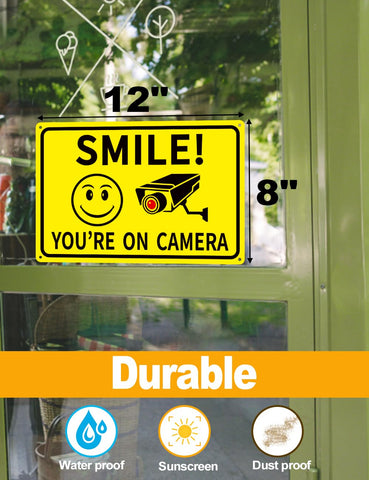 Giftape Smile On Camera Sign outdoor-ready for yard and storefront