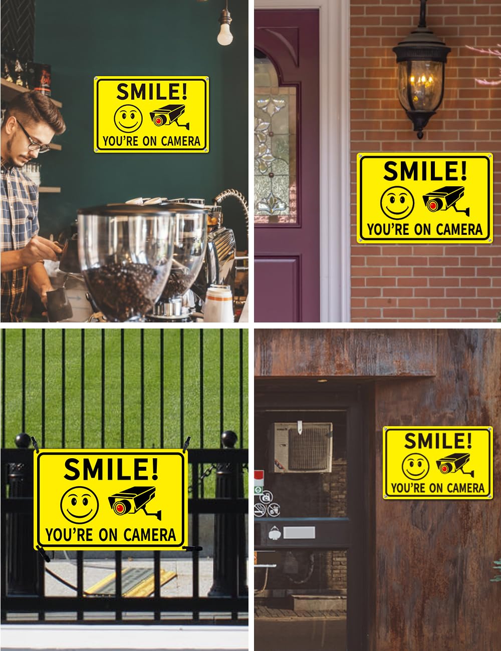 Giftape Smile On Camera Sign pre-drilled holes enable quick installation