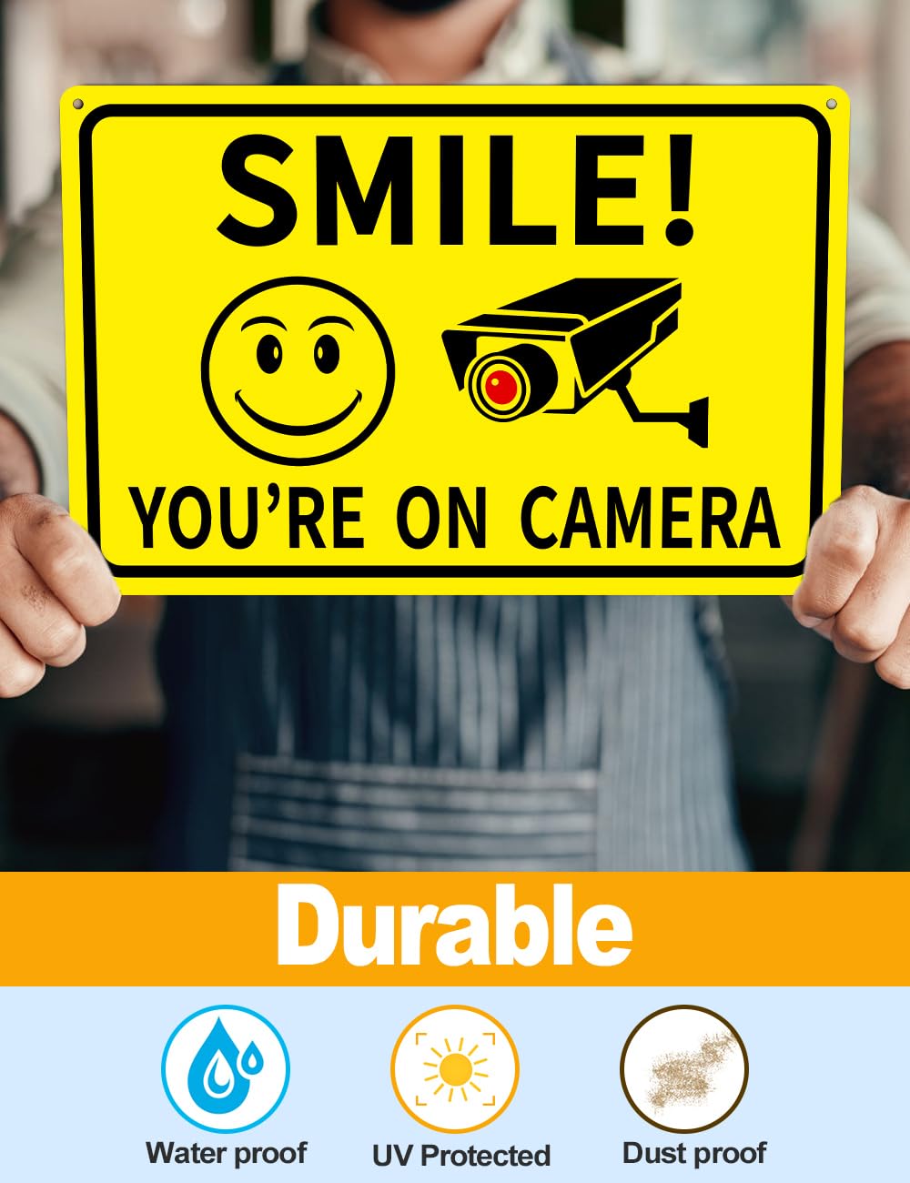 Giftape Smile On Camera Sign suitable for homes and small businesses