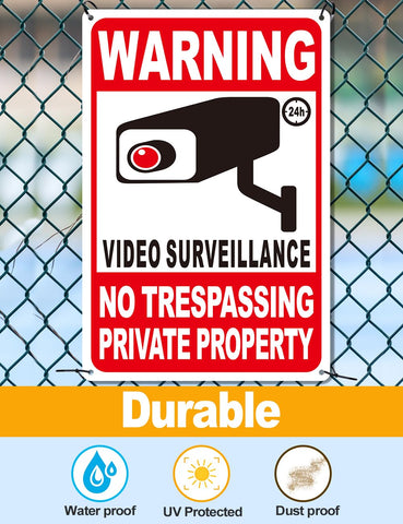 Giftape surveillance sign boosts outdoor visibility and marks private property clearly.